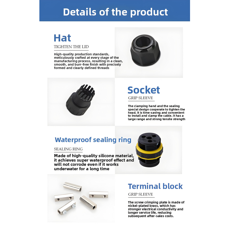 Waterproof Connector M16 2-Pin Straight Through IP68 Screw Locking