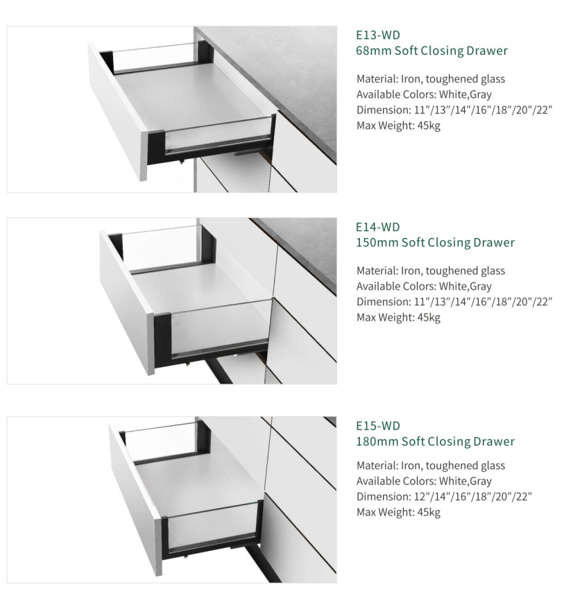 NISKO Kitchen Cabinet Metal Glass Soft Closing Drawer  supplier
