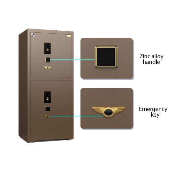 10mm Solid Steel Door Panel Commercial Safe Box Alarm Fingerprint+Password+Key Unlock
