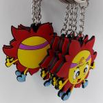 Colorful Flower Shape PVC Toy Keychain Key Holder With High Quality Metal Chain,