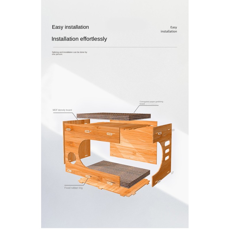 Spacious Large Solid Wood Eco-Friendly Cat Nest Simple Double-Layer Cat Climbing Frame Grab-Resistant Wear-Resistant Pet House