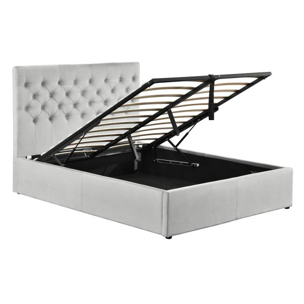 King Size Platform Tufted Upholstered Bed Frame With Buttons Headboard