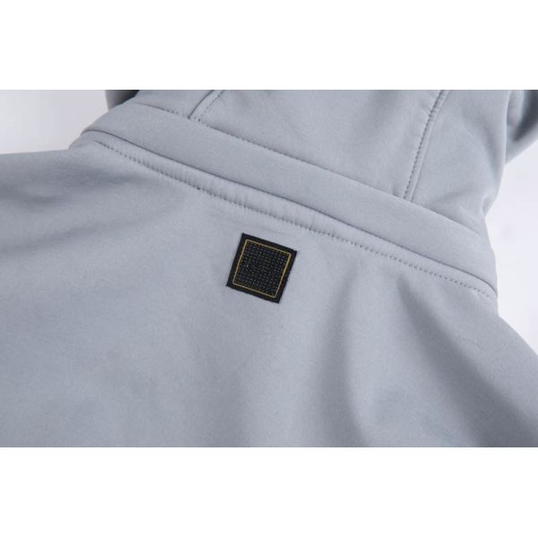 Men's Colorblock Softshell Jacket with Fleece Lined Hood and Multiple Zip Pockets