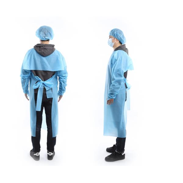 Polyester Full Back CPE Apron in Blue and Red: Practical, Durable, and Comfortable