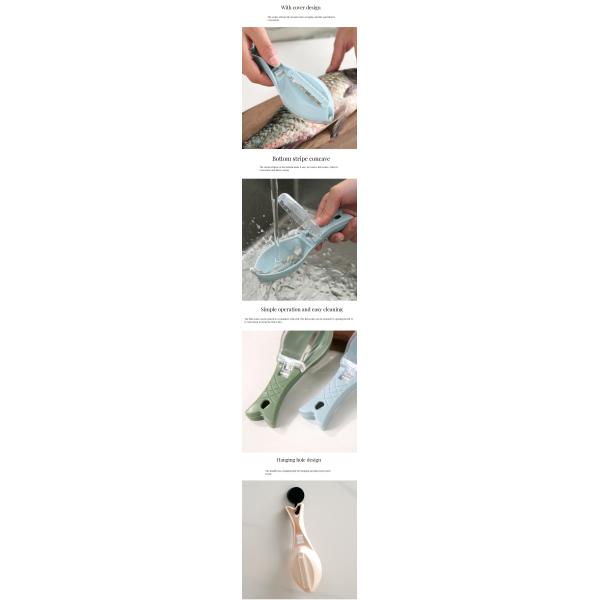 Logo Customized Kitchen Small Tools Fish Scale Removal Tool with Lid Scraper and Brush