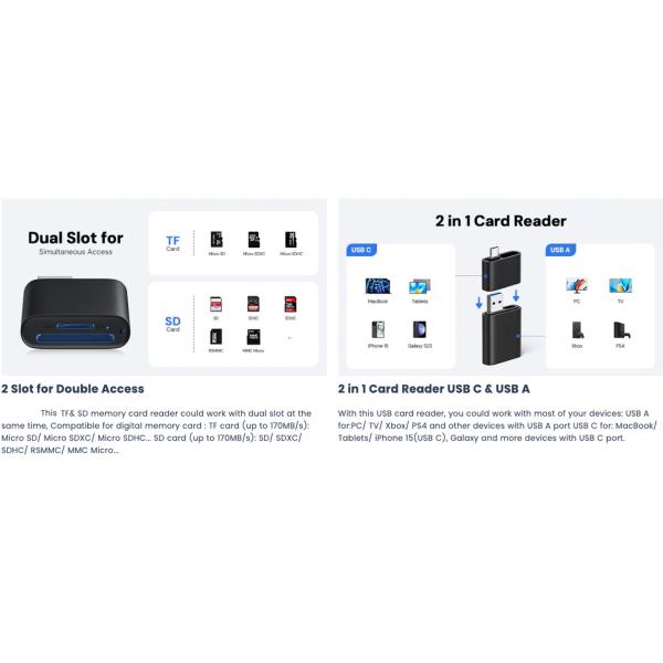 USB 3.0 Type A Type C Multi Card Reader With USB C OTG Adapter Wholesale