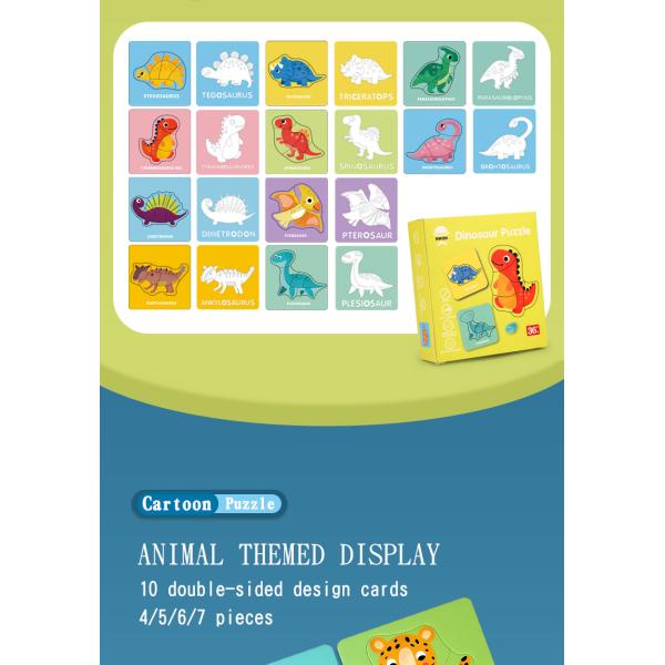 Muti Functional Cartoon Dinosaur Diy Drawing Montessori Educational Learning Jigsaw Puzzle Board Game Toys for Boys Girls