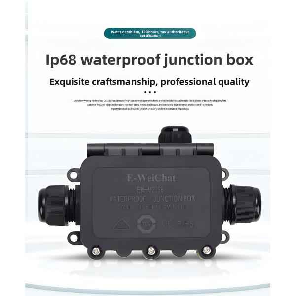 Waterproof Cable Junction Box IP68 Rated 1-In 1-Out Combination Style