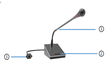 IEEE Dante Gooseneck Microphone RJ45 802.03 AF PoE Standard With 1 - 5m Pick Up Distance