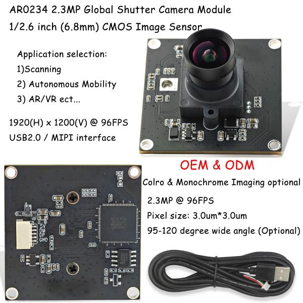 AR0234 1080P 95FPS Global Shutter Camera Module 120 Degree Distortion Free USB Camera Module