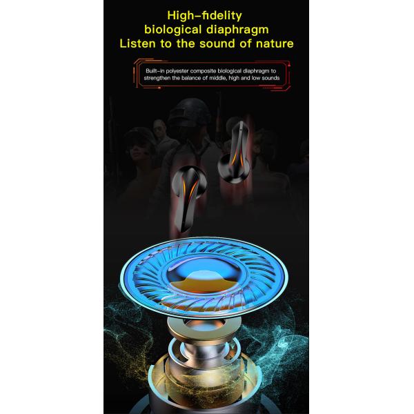 Bluetooth 5.2 Gaming Earbuds Binaural Call Two Mode Smart Control For Listening