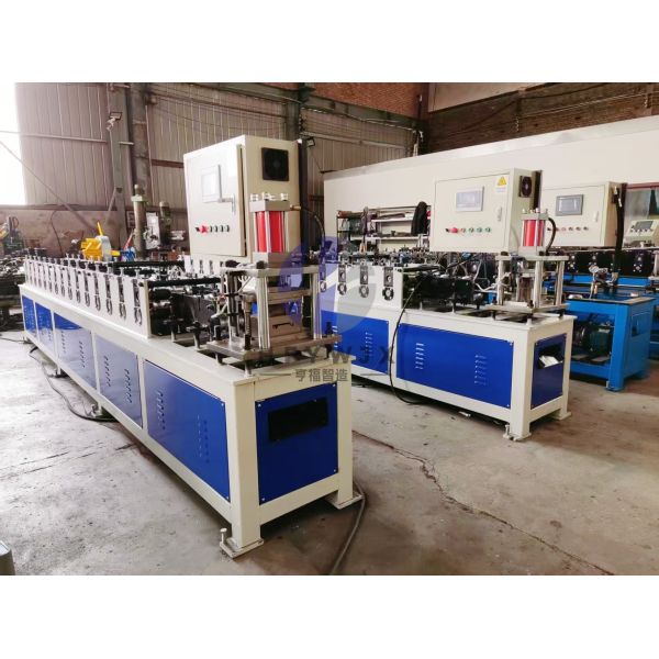 Close-up view of machine forming stations