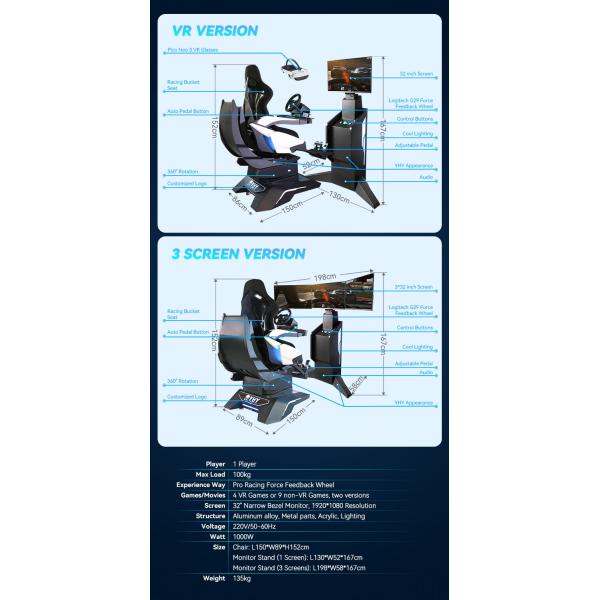 Hot Sale 3 Screen Driving Car Virtual Reality Vr Racing Game Simulator Machine