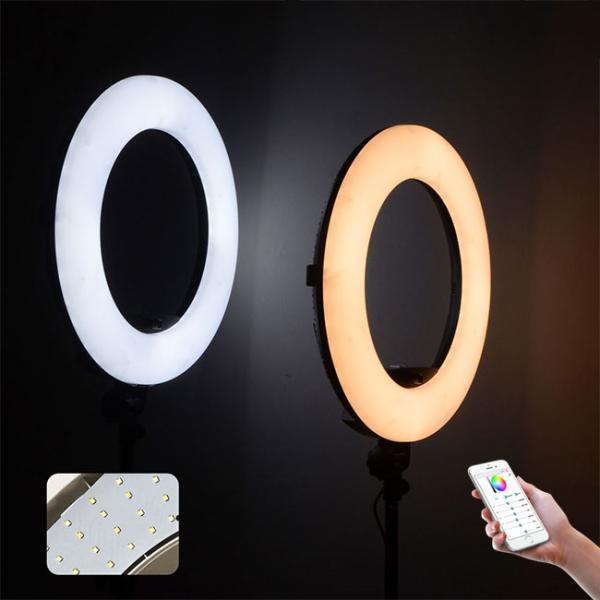 Pro Touch Screen LED Ring Light Rechargeable Battery Power Ring Light Bi Color Bluetooth Control