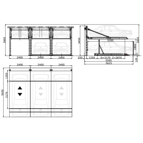 PSH 2 Level Chain Drive Puzzle Car Parking System 4kW 2000kg Loading