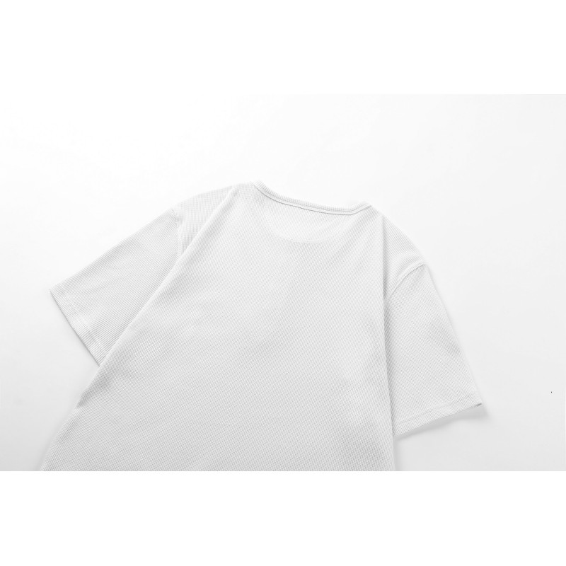 Minimalist Waffle O-Neck Regular Fit Solid Knitted Printed Cotton-Polyester Vintage T-shirt for Men's Autumn Casual OEM