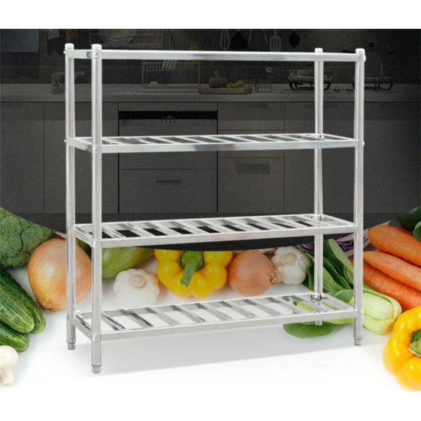 Adjustable Stainless Steel Display Racks 4 Layer Supermarket Movable Storage Shelves