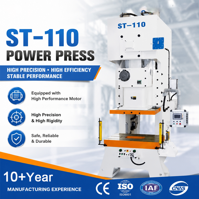 ST-110V 110Ton C Frame Punch Press with JIS Class 1 Precision and Pneumatic Clutch Brake for Sheet Metal Stamping