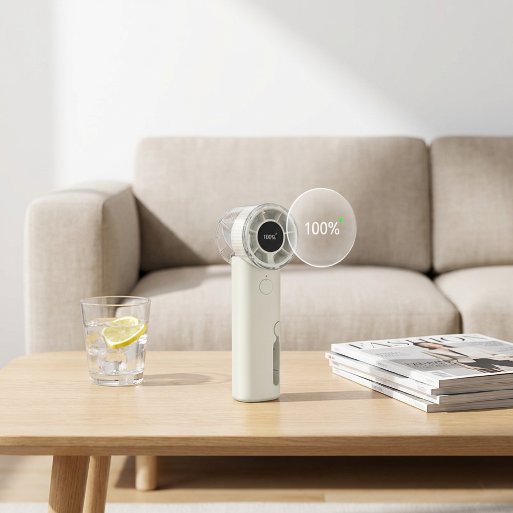 Custom logo Rechargeable Cooling Fan Handheld LED Display Fan Battery Powered for Wedding Gift Household Car Hotel