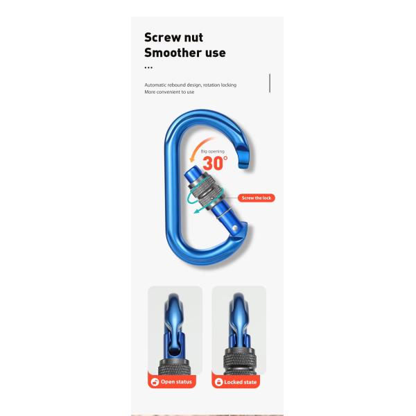 Customized Logo and Color Round Shaped Aluminum Climbing Snap Hook for Outdoor 25KN