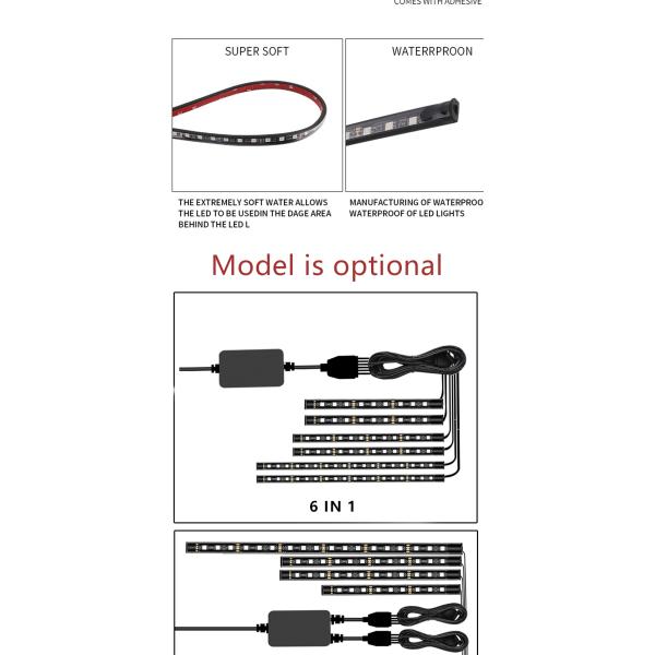 Motorcycle Rgb Led Car Kit Under Dash Decorate Atmosphere Neon With APP Wireless