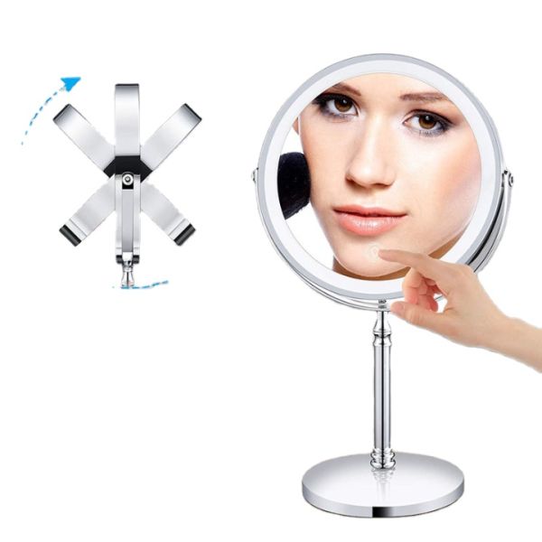Lighted Makeup Mirror Rechargeable Double Sided Magnifying Mirror Makeup Mirror With 3 Led Lights
