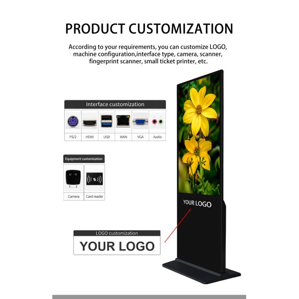 55 Inch 4K Floor Standing Digital Signage Touch Screen Interactive Advertising Display for Mall