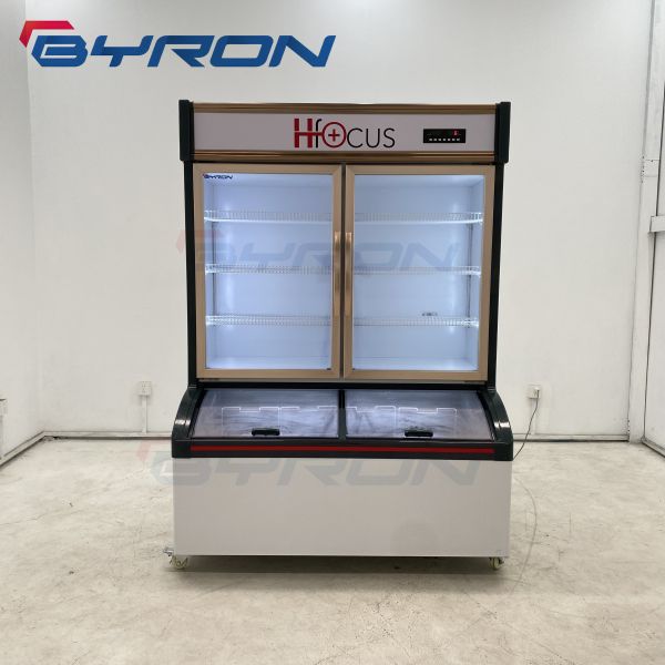 Vertical Triple Door Display Freezer Convenience Store Coolers Adjustable