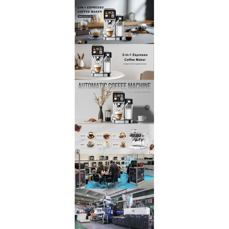 Automatic Coffee Machine Cold Brew Double Boiler 20 Bar TFT Touch Screen
