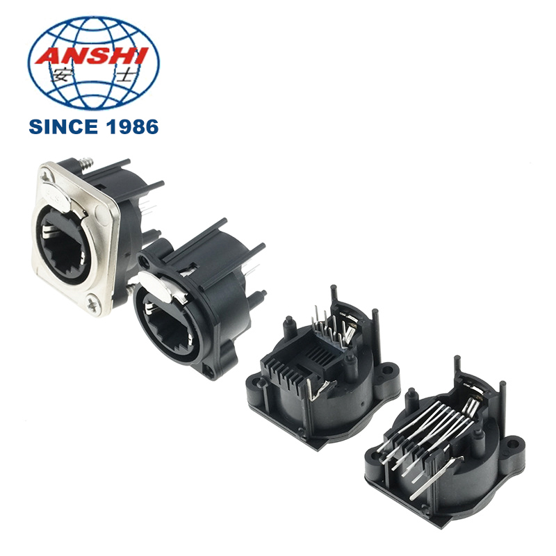 Waterproof Shielded D-Type RJ45 Female Dual Port Feed-through Socket, 8P8C Ethernet Cable Adapter
