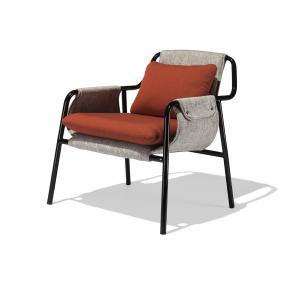 Buy cheap FLETCHER Fiberglass Lounge Chair With Matte Black Steel Frame Fabric Snap product
