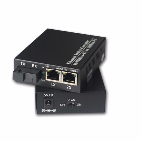 10/100M Fiber Optic to 2 RJ45 Media Converter fiber ethernet switch fiber optic transceiver single-mode single fiber 20
