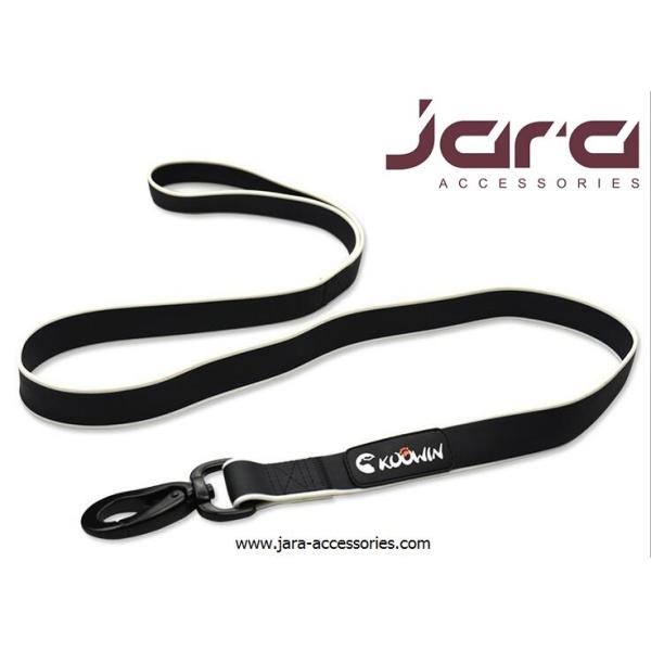 Double Layers Black Polyester Webbing Rope Dog Leash With Nickel Metal Hook