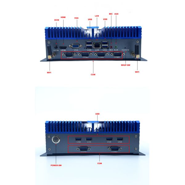 Fanless Embedded Computer Intel Core I3/i5/i7 Processor Triple Monitor Support Dual Gigabit LAN Industrial Grade Stock Available