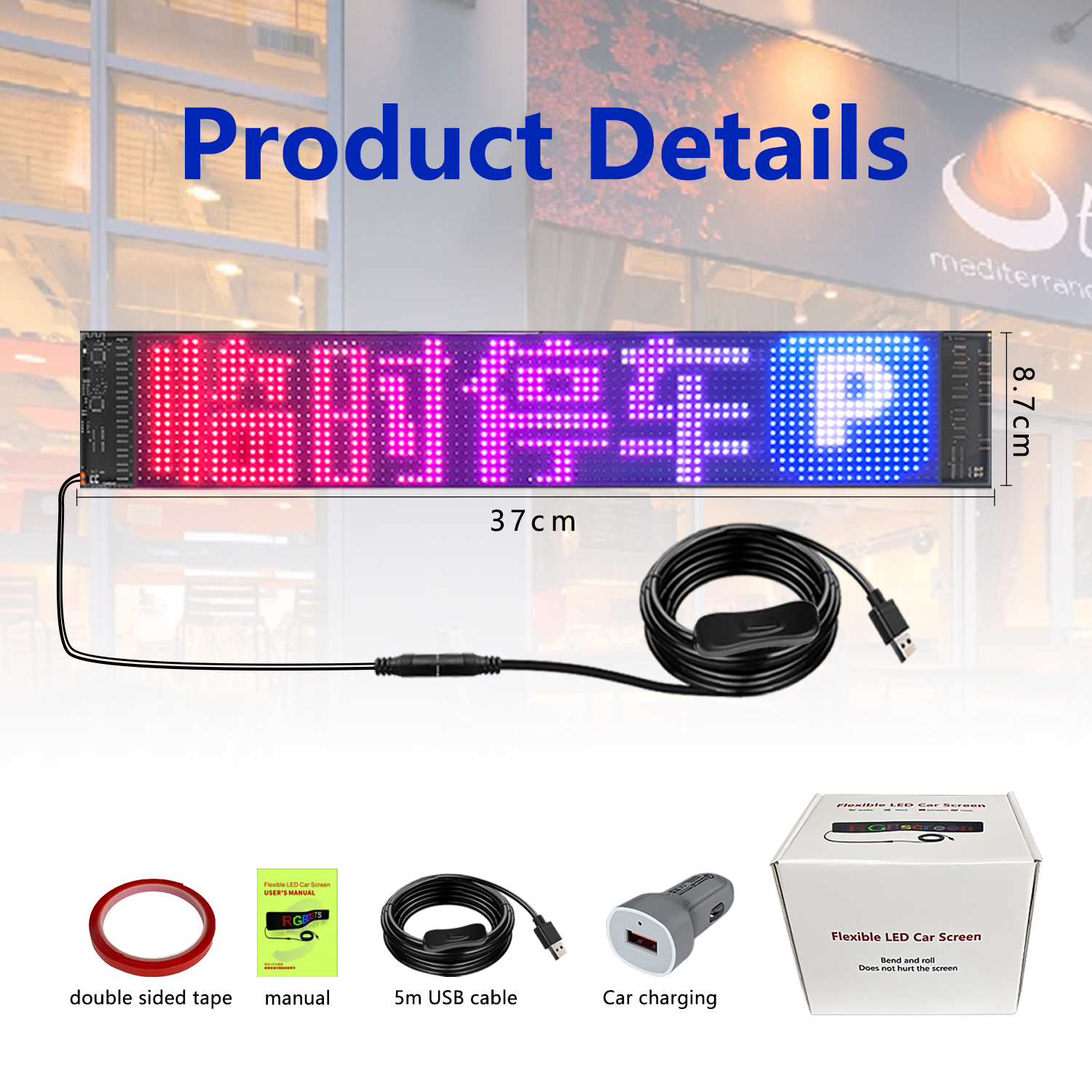 Flexible Advertising LED Display Programmable Text Logo Light Soft Matrix Panel Car Window Sign Shop LED Ticker Board