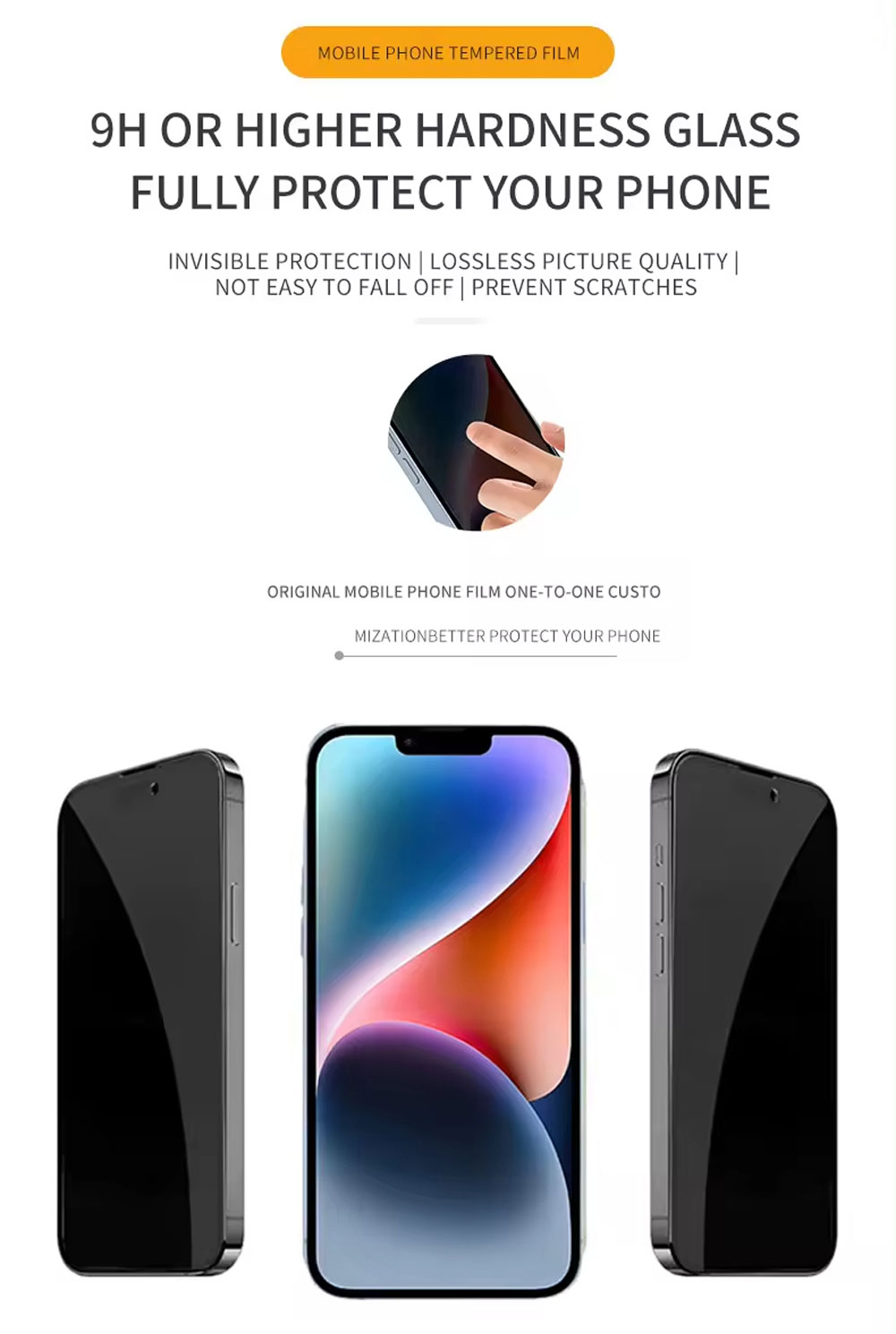 Tempered Glass Screen Protector for Iphone 15 14 13 12 11 Plus Pro Max Hd Clear 2.5D Anti Scratch Fingerprint Oil Ghm090 Laudtec