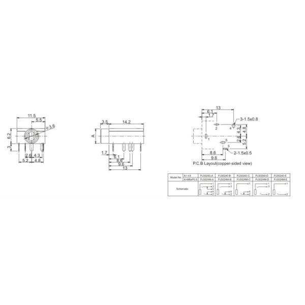 3.5mm Headphones Stereo Jack Socket Switch With Nut PCB Panel Mount Chassis Two Channel PJ30240