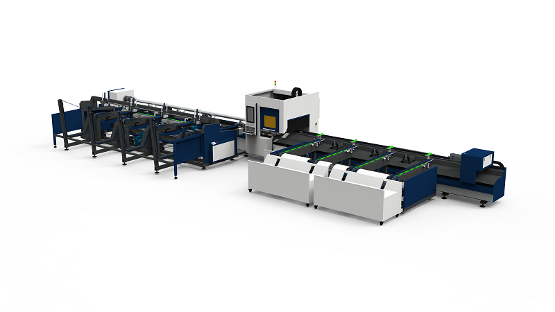 Horizontally Mounted Lathe Semi Automatic Loading Laser Cutter Metal Sheet 3 Chucks