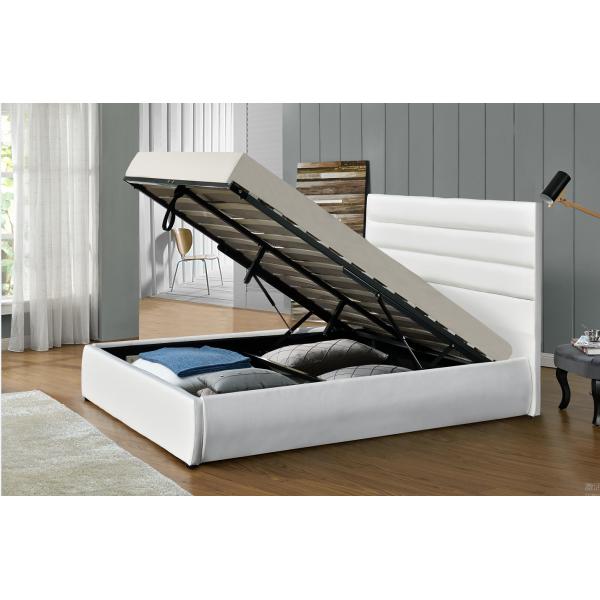 Modern Queen Size Storage Upholstered Platform Bed Frame With High Headboard PU