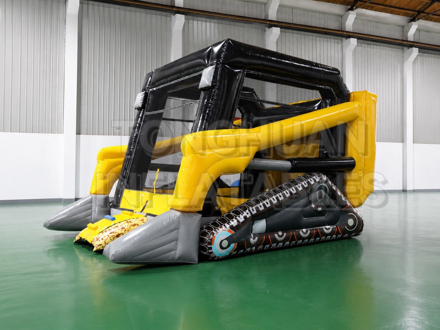 Inflatable Digger Theme Bounce House with Slide Mesh Walls and Custom Branding for Children Entertainment