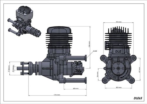 original dle 65cc gas engine for rc airplane model -