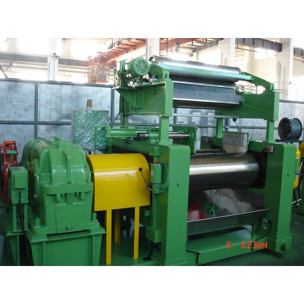 Close-up of mixing mill rollers