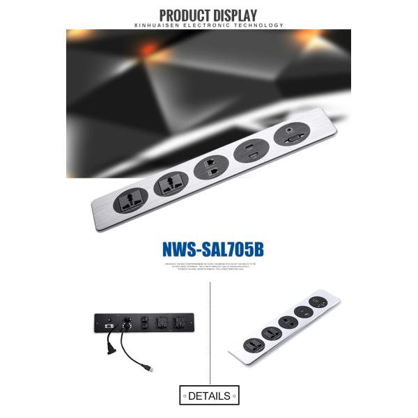 Aluminum Panel Mounted Office Desk Power Sockets Outlet With Usb