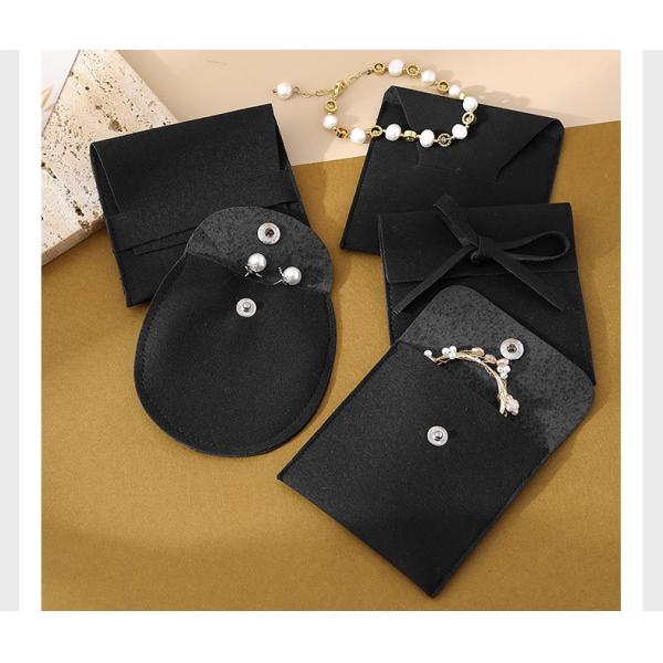 Environmentally Friendly Customized LOGO Black Velvet Bag Jewelry Snap Button Bag Thickened Velvet Ring Jewelry Storage Bag