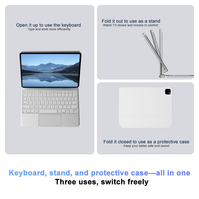 Multilingual Layout Custom Logo Ultra Thin RGB Backlit Magnetic Keyboard With Glass Trackpad for iPad Air 13" iPad Pro 12.9"