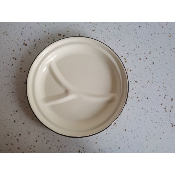 27cm Enamel Dinnerware Plates Enamel Division Plate Metal Tableware Customized Color
