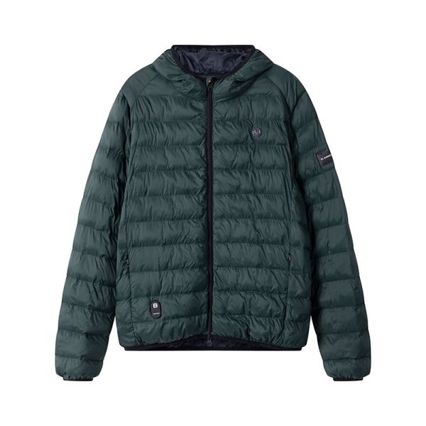 Men's Lightweight Down Puffer Jacket with USB-powered Heating Water-resistant Windproof Hood