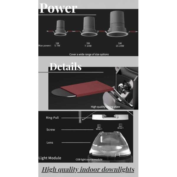 LED Ceiling Grill Down Light Aluminum Housing Concealed Spotlight Interior Lighting OEM 5W 10W 18W 2inch 3inch 4inch