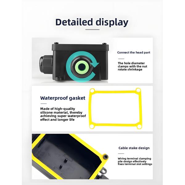 Waterproof Cable Junction Box, 1 Port Input to 4 Outputs, IP68 Rated