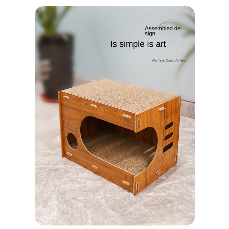 Spacious Large Solid Wood Eco-Friendly Cat Nest Simple Double-Layer Cat Climbing Frame Grab-Resistant Wear-Resistant Pet House